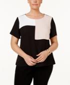 Nine West Plus Size Colorblocked Blouse
