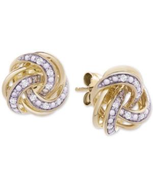 Diamond Knot Stud Earrings (1/10 Ct. T.w.) In 14k Gold-plated Sterling Silver