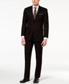 Perry Ellis Men's Slim-fit Stretch Black Solid Suit