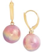 Honora Style Pink Cultured Freshwater Pearl (12 Mm) Drop Earrings In 14k Gold