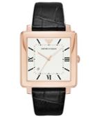 Emporio Armani Men's Black Leather Strap Watch 38x38mm