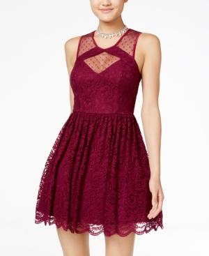 City Studio Juniors' Cutout Lace Fit & Flare Dress
