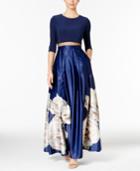 Betsy & Adam Illusion 2-pc. Floral-print Gown