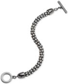 Anne Klein Hematite-tone Crystal Studded Toggle Bracelet