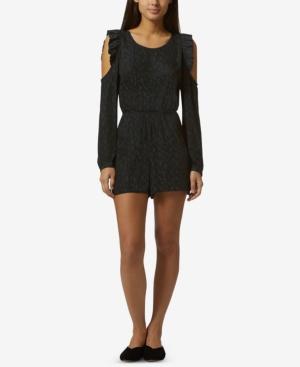 Avec Les Filles Printed Cold-shoulder Romper