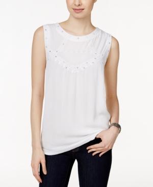 Style & Co. Sleeveless Scoop-neck Embroidered Top, Only At Macy's