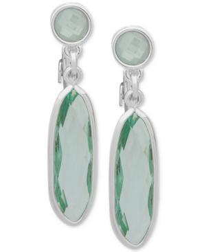 Anne Klein Silver-tone Stone Clip-on Drop Earrings