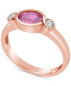 Pink Sapphire (1 Ct. T.w.) & Diamond (1/10 Ct. T.w.) Bezel Ring In 14k Rose Gold