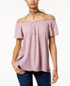 Self Esteem Juniors' Off-the-shoulder Peasant Top With Necklace