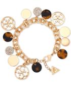 Guess Gold-tone Pave & Tortoise-look Charm Bracelet