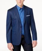 Vince Camuto Men's Slim-fit Deep Blue Herringbone Sport Coat