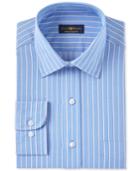 Club Room Men's Estate Classic/regular Fit Wrinkle Resistant Red Indigo Twill Dress Shirt, Only At Macy's