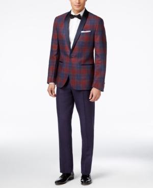 Ryan Seacrest Distinction Men's Red And Blue Tartan Slim-fit Tuxedo Suit, Only At Macy's