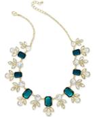 Charter Club Gold-tone Blue And Clear Crystal Statement Necklace, Only At Macy's