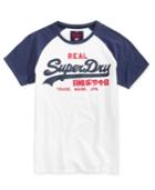 Superdry Men's Vintage Graphic-print Logo Raglan-sleeve Cotton T-shirt