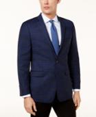 Calvin Klein Men's Slim-fit Blue Windowpane Sport Coat