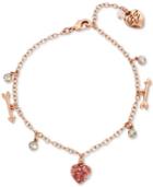 Betsey Johnson Rose Gold-tone Multi-stone Heart & Arrow Ankle Bracelet