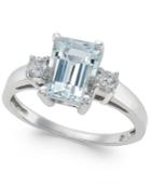 Aquamarine (1-5/8 Ct. T.w.) & Diamond (1/5 Ct. T.w.) Ring In 14k White Gold