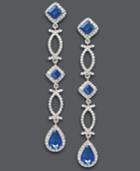 Effy Sapphire (2-5/8 Ct. T.w.) And Diamond (3/4 Ct. T.w.) Geometric Drop Earrings In 14k White Gold