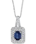 Sapphire (9/10 Ct. T.w.) & Diamond (2/5 Ct. T.w.) Pendant Necklace In 14k White Gold