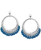 The Sak Silver-tone Blue Crochet-edged Hoop Earrings