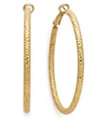 I.n.c. Silver-tone Small Textured Hoop Earrings