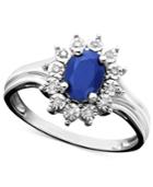 Sapphire (9/10 Ct. T.w.) And Diamond Accent Ring In 10k White Gold