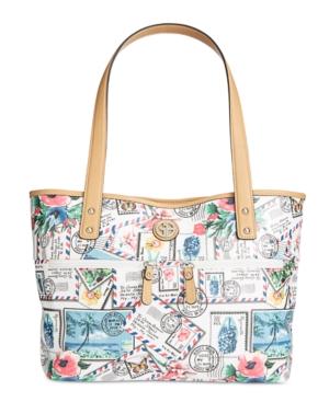 Giani Bernini Postcard Print Canvas Tote, Only At Macy's