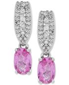 Pink Sapphire (1-1/3 Ct. T.w.) & Diamond (1/6 Ct T.w.) Drop Earrings In 10k White Gold
