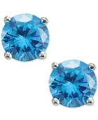 Giani Bernini Blue Cubic Zirconia Round Stud Earrings In Sterling Silver, Only At Macy's