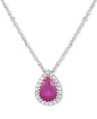 Sapphire (3/4 Ct. T.w.) & Diamond Accent Pendant Necklace In 14k White Gold (also Available In Ruby & Emerald)