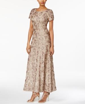 Alex Evenings Petite Rosette Lace A-line Gown