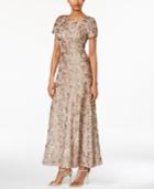 Alex Evenings Petite Rosette Lace A-line Gown