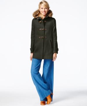Cole Haan Faux-fur-trim Clasp-closure Coat