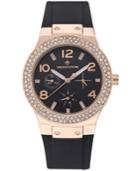 Womens Facon Sporty Chic Crystal Accented Silicone Strap Watch
