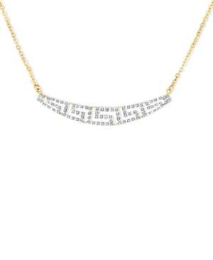 14k Gold Necklace, Diamond Accent Tapered Greek Key Necklace
