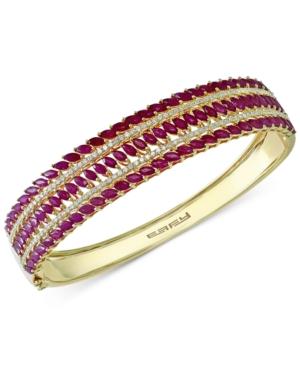 Effy Ruby (10-1/3 Ct. T.w.) And Diamond (1/2 Ct. T.w.) Bangle In 14k Rose Gold