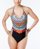 Jessica Simpson Dakota Printed Strappy Halter One-piece Swimsuit Women's Swimsuit