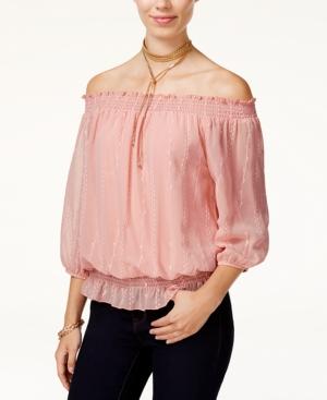 Bcx Juniors' Embroidered Smocked Off-the-shoulder Top