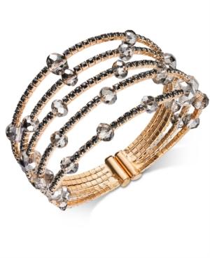 I.n.c. Gold-tone & Hematite-tone Bead Flex Bracelet, Created For Macy's