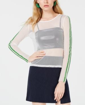 Project 28 Nyc Mesh Striped-sleeve Top