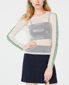 Project 28 Nyc Mesh Striped-sleeve Top