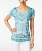 Style & Co. Sublimated Embellished T-shirt, Only At Macy's