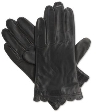 Isotoner Signature Smartouch Enabled All Over Leather Scalloped Tech Gloves, A Macy's Exclusive