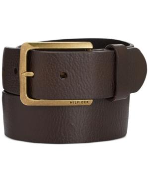 Tommy Hilfiger Heavy Brass Buckle Leather Belt