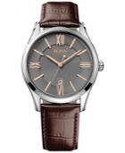 Boss Hugo Boss Men's Ambassador Brown Leather Strap Watch 43mm 1513041