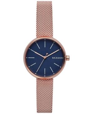 Skagen Women's Signature Rose Gold-tone Stainless Steel Mesh Bracelet Watch 30mm Skw2593