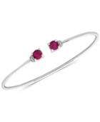 Ruby (1-1/3 Ct. T.w.) And Diamond Accent Cuff Bangle Bracelet In 14k White Gold