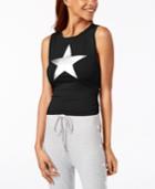 Material Girl Juniors' Ruched Metallic-graphic Top, Created For Macy's