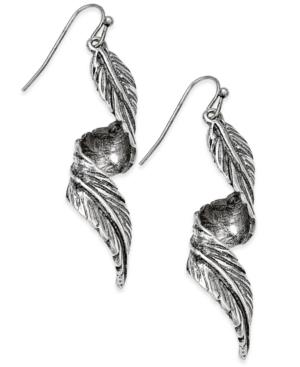 Silver-tone Coiled Leaf Drop Earrings